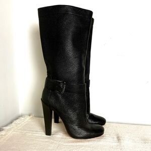Joan & David Black Pebble Leather Heeled Boots • Size 9.5